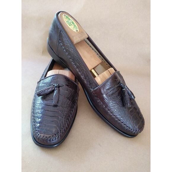 Belvedere Florence Men\'s Shoes Brown Genuine Crocodile& ostridg Loafer SlipOn8.5 main image 11